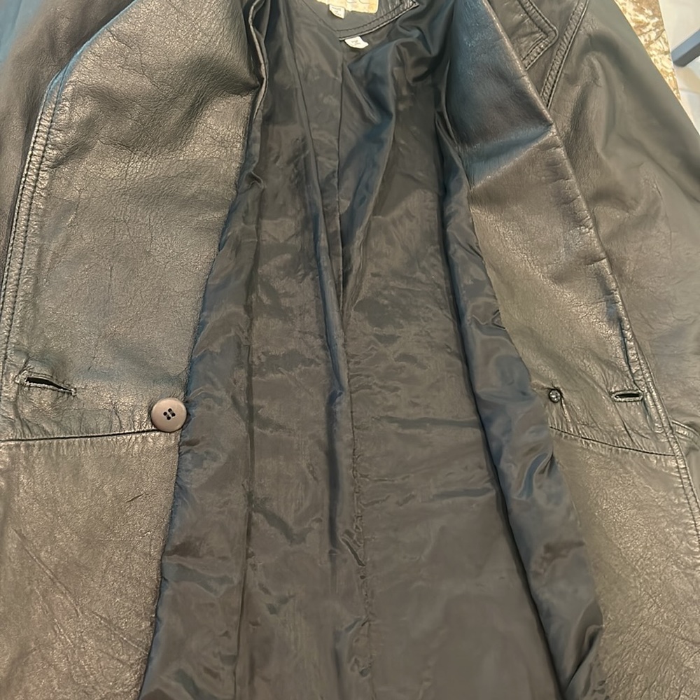 VTG Laurice Black Genuine Leather Double Breasted MOTO BIKER Jacket sz M Coat - Picture 7 of 14